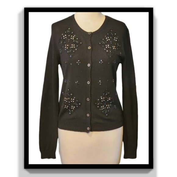 BCBGMaxAzria Silk & Cashmere Beaded Cardigan - Picture 11 of 15